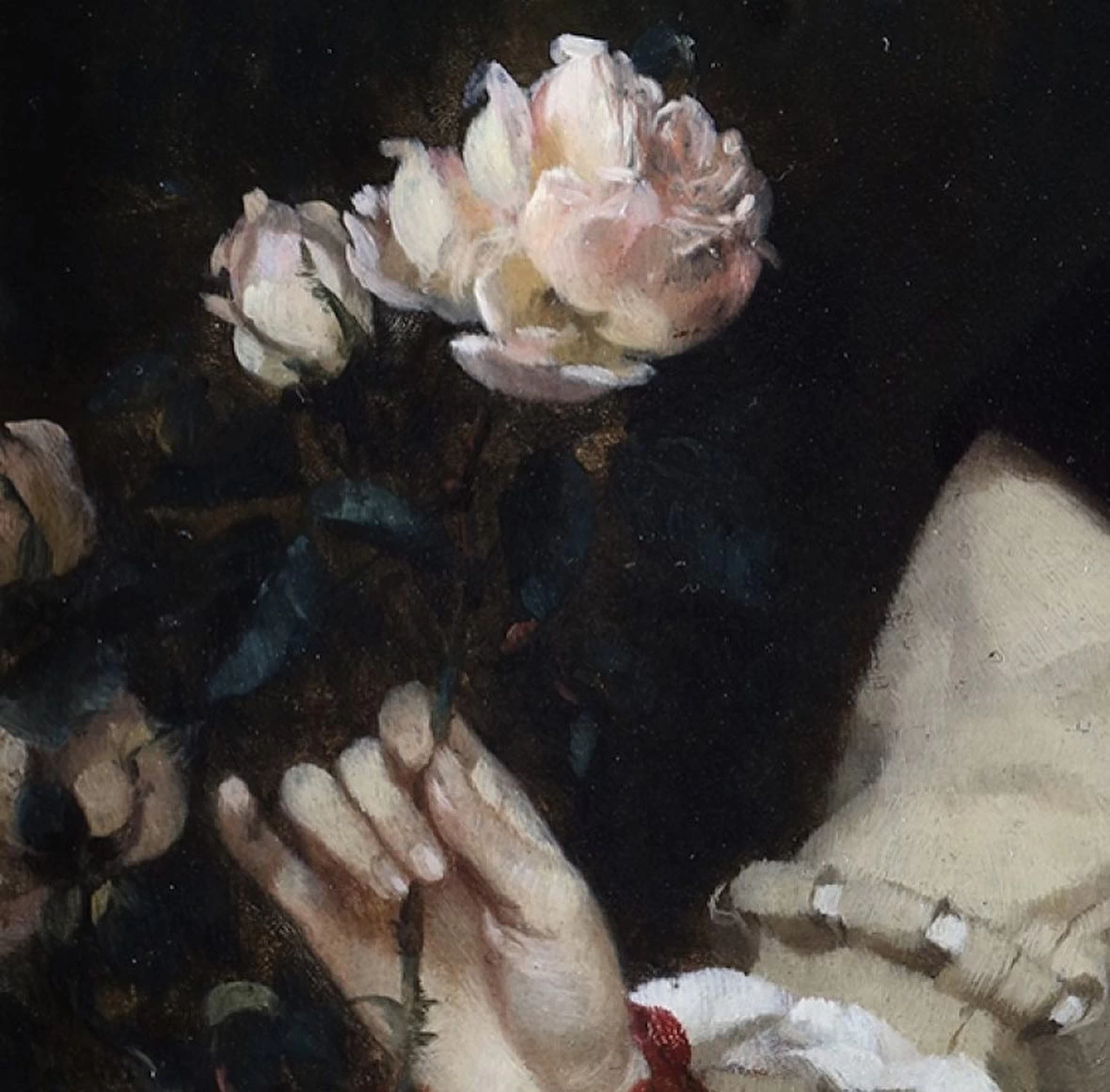 Eduard Niczky - Ritratto di una signora con fiori, dettaglio 1